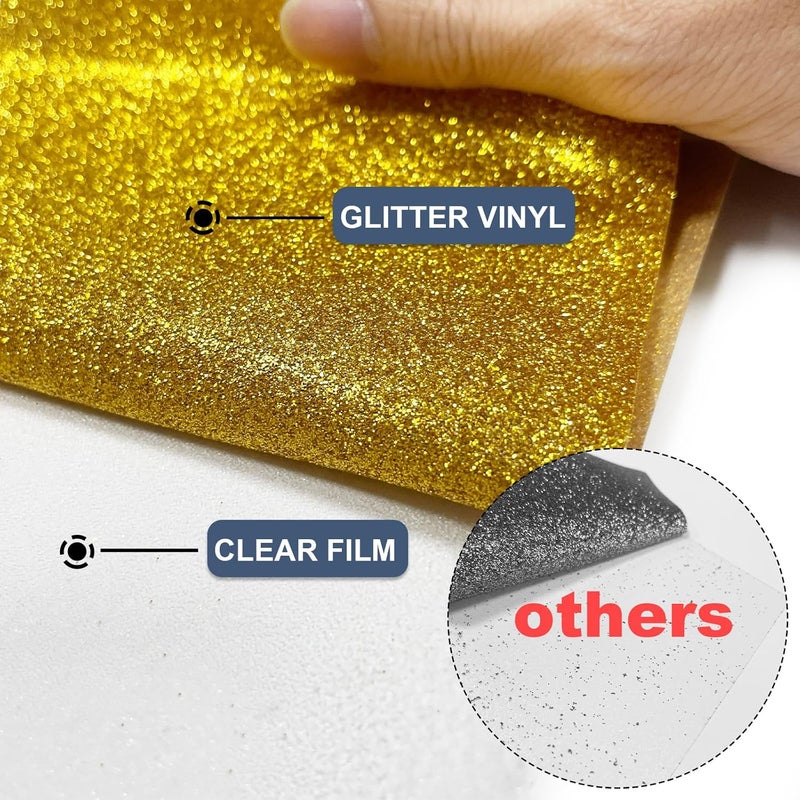 MerryMade Gold Glitter Heat Transfer Vinyl 12" x 8 ft HTV for Shirts, Glitter HTV for All Cutter Machine - Easy to Cut & Weed for Heat Vinyl Design - Image 4